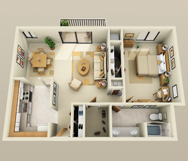 10 mẫu căn hộ một phòng ngủ với thiết kế chuẩn chỉnh - Ảnh 9.