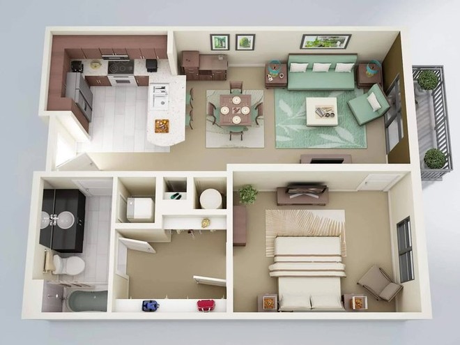 10 mẫu căn hộ một phòng ngủ với thiết kế chuẩn chỉnh - Ảnh 2.