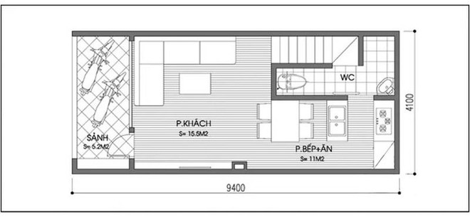 Cải tạo nhà 39m², khắc phục phòng ngủ nhỏ, ban công quá rộng - Ảnh 1.