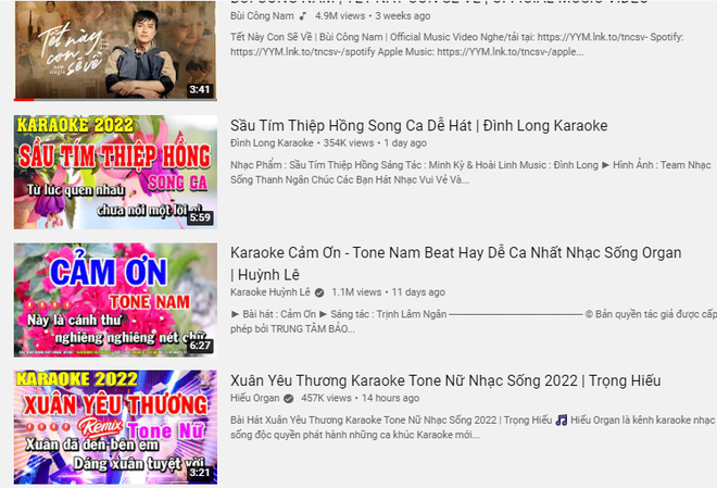 Nhạc karaoke xâm chiếm top trending ngày Tết