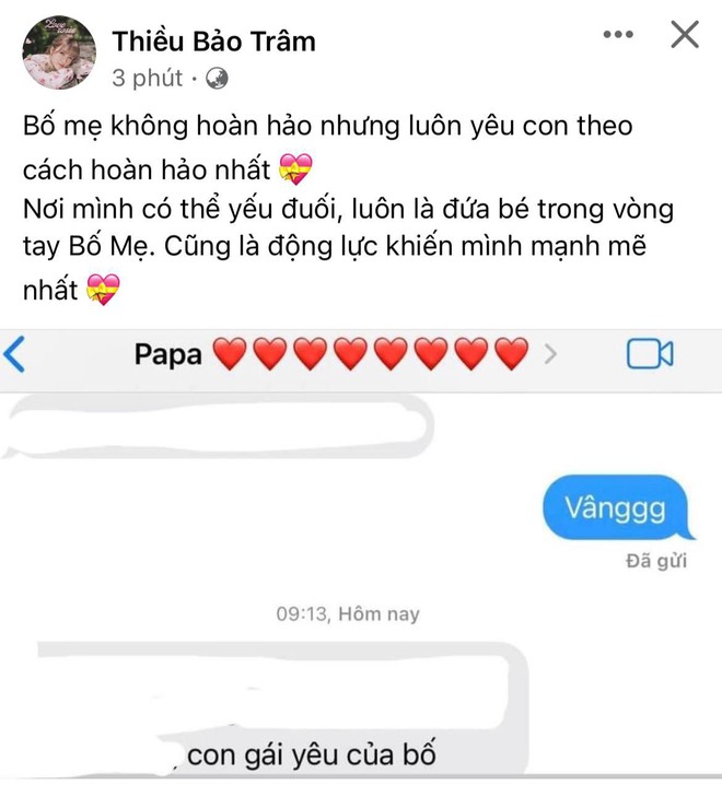 Lộ tin nhắn của Thiều Bảo Trâm và bố, nhắc gì về giai đoạn yếu đuối hậu drama tình ái? - Ảnh 2.