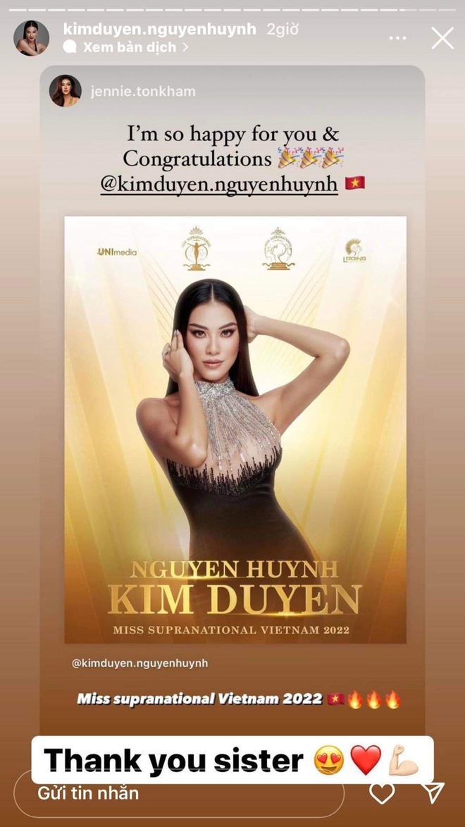 Hội chị em Miss Universe to&agrave;n thế giới đồng loạt phản ứng khi biết Kim Duy&ecirc;n lại tiếp tục đi thi quốc tế - Ảnh 3.