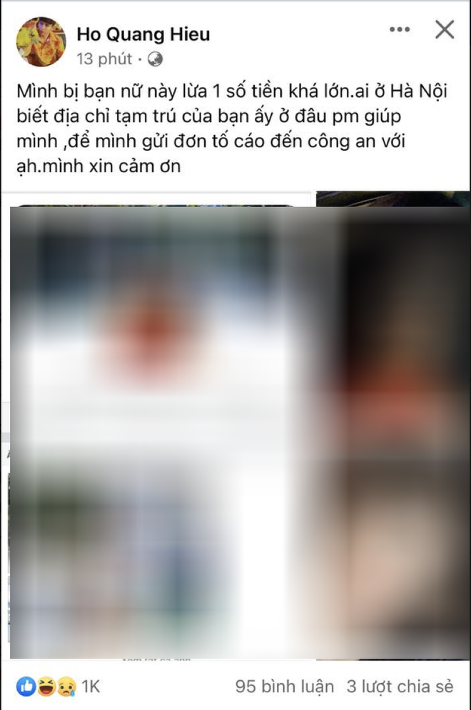 Hồ Quang Hiếu c&oacute; chia sẻ gắt, tiết lộ bị 1 c&ocirc; g&aacute;i lừa số tiền lớn nhưng h&agrave;nh động sau đ&oacute; khiến netizen kh&oacute; hiểu - Ảnh 2.