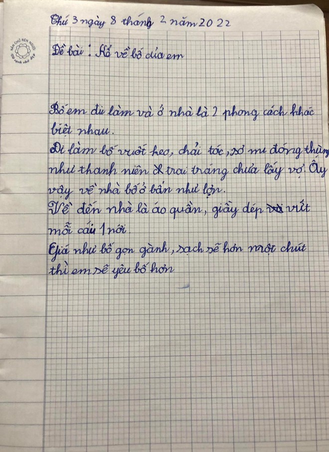 Bài văn của học sinh tiểu học bóc phốt bố không thương tiếc, ông bố đọc xong không biết giấu mặt vào đâu! - Ảnh 1.
