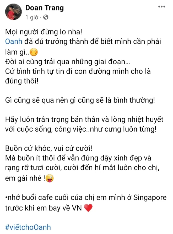 Từ Singapore, chị em thân thiết nói gì về chuyện Hoàng Oanh ly hôn chồng Tây? - Ảnh 2.