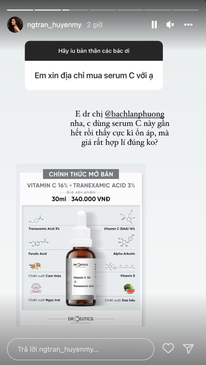 Huyền My có BST chống già lợi hại: Vit C bình dân chỉ hơn 300k nhưng combo mờ thâm trị nám đắt đỏ tận 8 triệu lận - Ảnh 2.