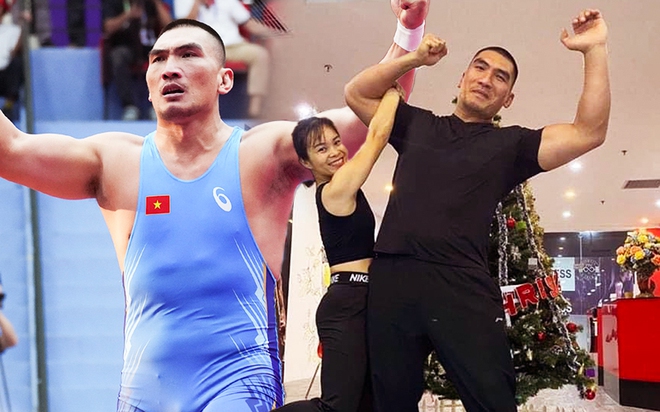 Gã khổng lồ cao 1m92 nặng 125kg và cô vợ thua 77kg: Hôm trước đoạt Vàng SEA Games, hôm sau về gấp để cưới vợ! - Ảnh 2.