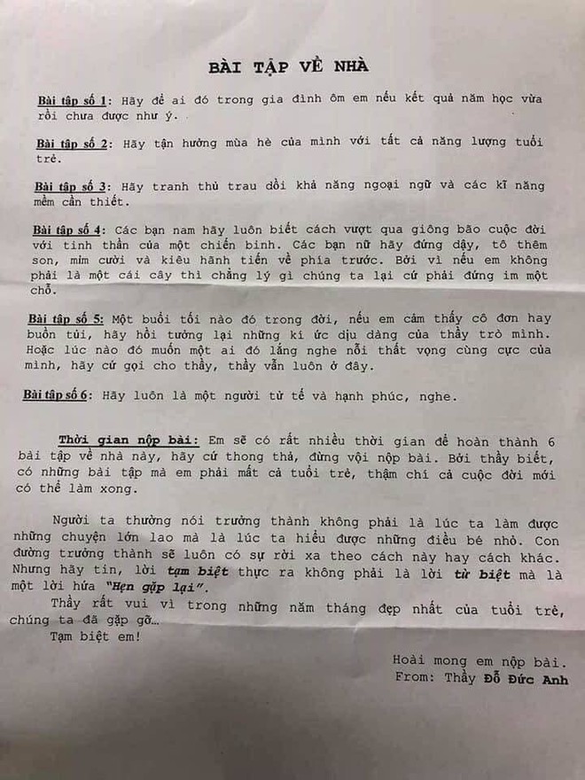 6 ‘bài tập về nhà’ không hẹn ngày trả của thầy giáo lớp 10 TP.HCM gây xúc động - Ảnh 1.