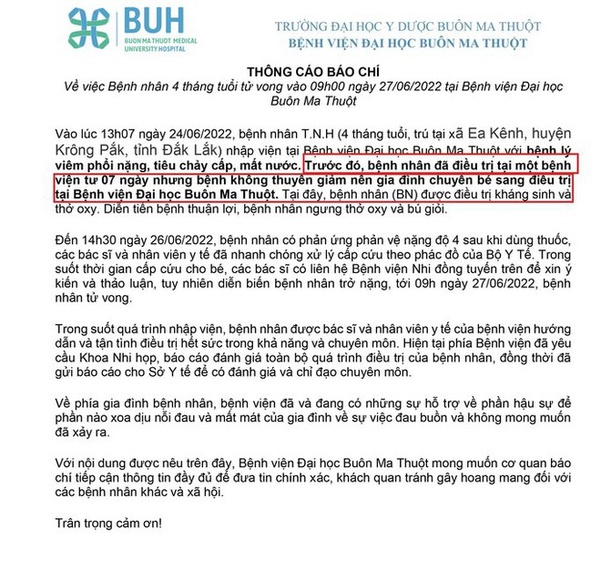 Bệnh viện n&oacute;i g&igrave; về vụ việc ch&aacute;u b&eacute; 4 th&aacute;ng tuổi tử vong sau khi thở kh&iacute; dung? - Ảnh 3.