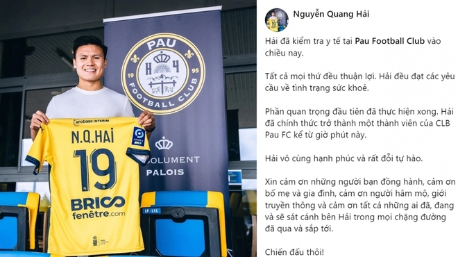Quang Hải viết “tâm thư” khi chính thức gia nhập Pau FC - Ảnh 1.