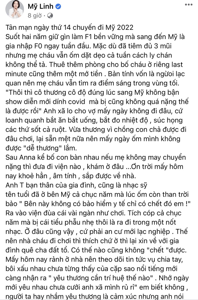 Ca sĩ Mỹ Linh dương tính với Covid-19 sau hôn lễ của con gái tại Mỹ  - Ảnh 2.