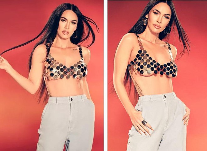 Megan Fox ch&aacute;y với &aacute;o crop top lộ ch&acirc;n ngực n&oacute;ng mắt - Ảnh 3.