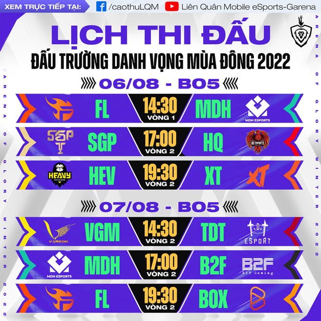 Lịch thi đấu vòng bảng của Đấu Trường Danh Vọng Mùa Đông 2022 - Ảnh 3.