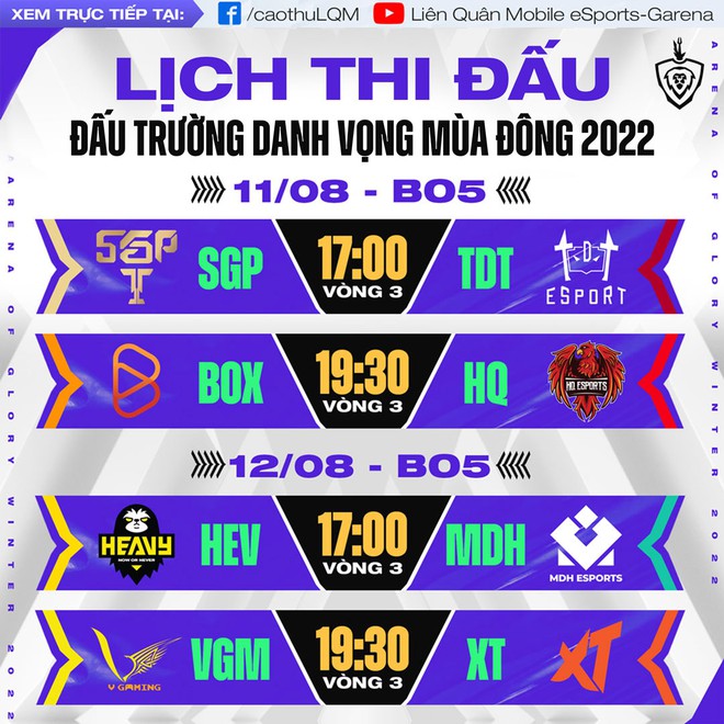 Lịch thi đấu vòng bảng của Đấu Trường Danh Vọng Mùa Đông 2022 - Ảnh 4.