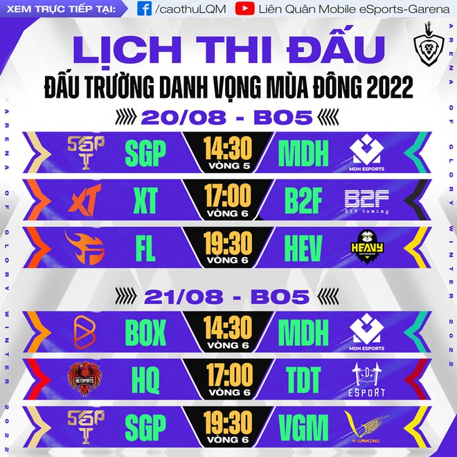 Lịch thi đấu vòng bảng của Đấu Trường Danh Vọng Mùa Đông 2022 - Ảnh 7.