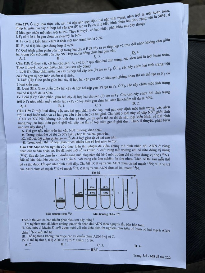 Đề thi tốt nghiệp THPT 2022 các môn tổ hợp Khoa học tự nhiên  - Ảnh 9.