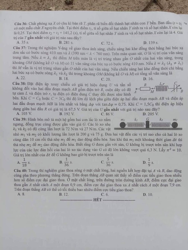 Đề thi tốt nghiệp THPT 2022 các môn tổ hợp Khoa học tự nhiên  - Ảnh 4.