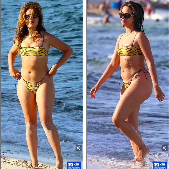 Camila Cabello khoe dáng đẫy đà với bikini ở biển - Ảnh 3.