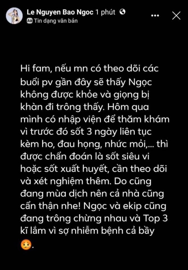 Á hậu Bảo Ngọc phải nhập viện sau 5 ngày đương nhiệm khiến fan lo lắng - Ảnh 3.