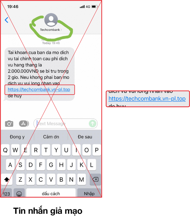 Tiếp tục bùng phát tin nhắn giả mạo thương hiệu của nhiều ngân hàng - Ảnh 2.