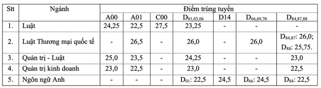 Đại học Luật TP.HCM công bố điểm chuẩn, cao nhất 27,5 điểm - Ảnh 1.