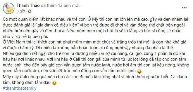 Ca sĩ Thanh Thảo nêu quan điểm nuôi con chuẩn Mỹ - Ảnh 2.