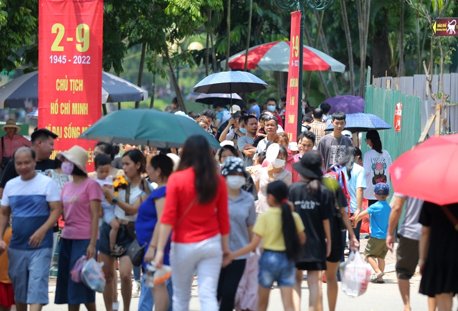 Hà Nội: Công viên Thủ Lệ đông nghịt ngày 2/9, người lớn trẻ nhỏ chen nhau đội nắng tham quan - Ảnh 6.
