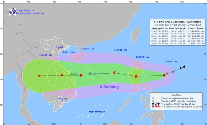 Dự báo ngày 26/9, tâm bão số 4 (NORU) ở khu vực Bắc Biển Đông, gió giật cấp 15 - Ảnh 1.