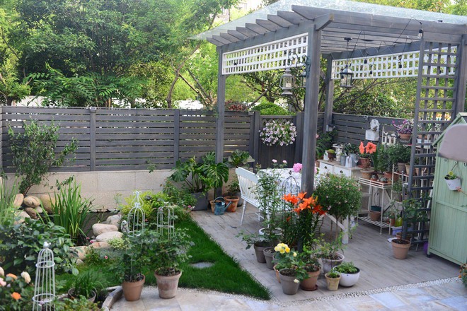 Khu vườn 45m&sup2; đậm chất điền vi&ecirc;n giữa l&ograve;ng th&agrave;nh phố, tha hồ trồng hoa nu&ocirc;i c&aacute; - Ảnh 1.