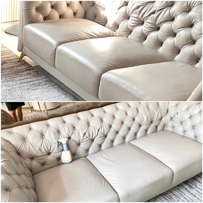 Dọn nh&agrave; đ&oacute;n Tết: C&aacute;ch l&agrave;m sạch ghế da m&agrave;u s&aacute;ng từ vợ chồng trẻ ở TP.HCM - Ảnh 10.