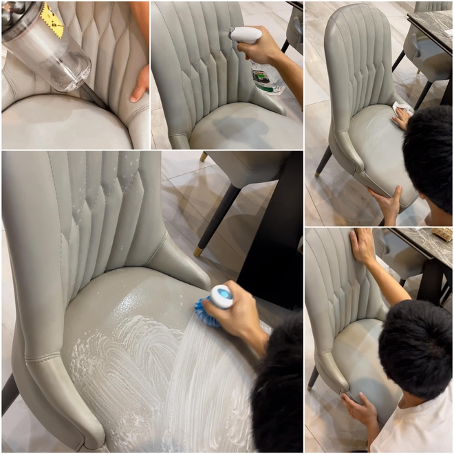 Dọn nh&agrave; đ&oacute;n Tết: C&aacute;ch l&agrave;m sạch ghế da m&agrave;u s&aacute;ng từ vợ chồng trẻ ở TP.HCM - Ảnh 8.