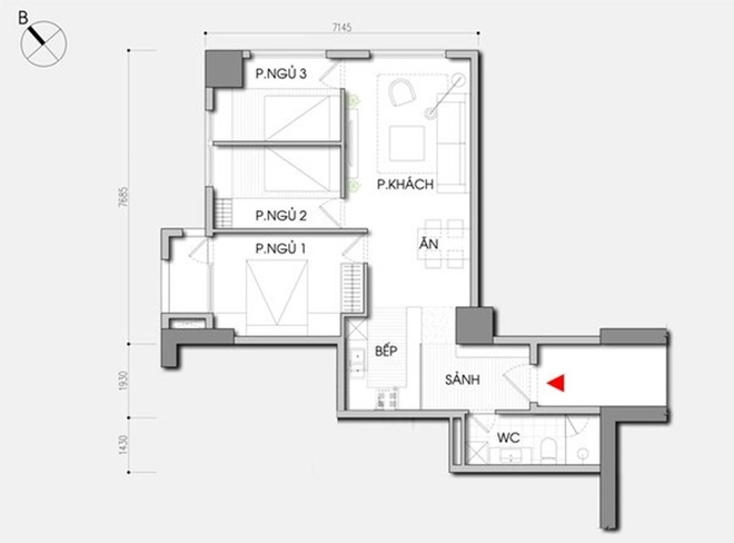 Tư vấn th&ecirc;m ph&ograve;ng ngủ cho căn hộ 77m2 m&agrave; vẫn đảm bảo t&iacute;nh thẩm mỹ - Ảnh 2.