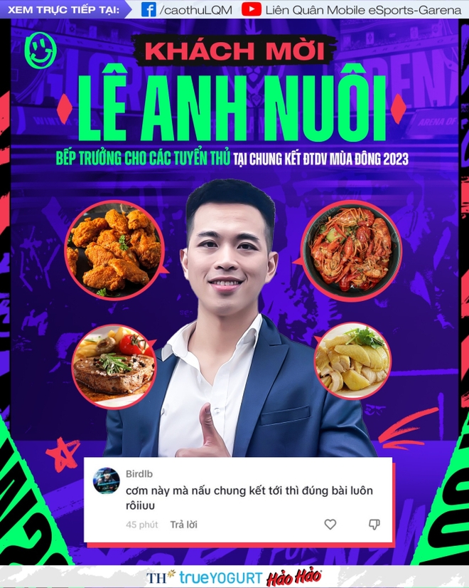 Buột miệng khen đồ ăn của Lê Anh Nuôi, tuyển thủ Liên Quân được chính đầu bếp ngon bổ rẻ nấu ăn trong ngày Chung kết - Ảnh 2.