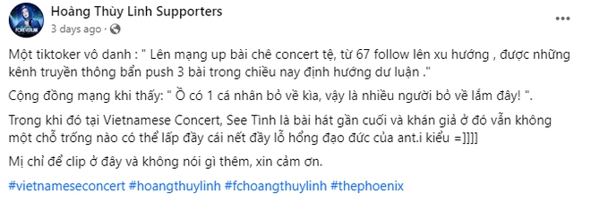 Đăng clip chê Hoàng Thùy Linh hát live dở phải bỏ về giữa concert, TikToker bị fan công kích còn nữ ca sĩ khẳng định truyền thông bẩn - Ảnh 1.