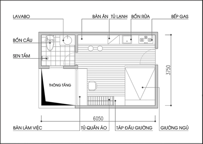 Tư vấn cải tạo và bố trí nội thất căn hộ 17m2 cho 2 mẹ con ở TPHCM - Ảnh 2.