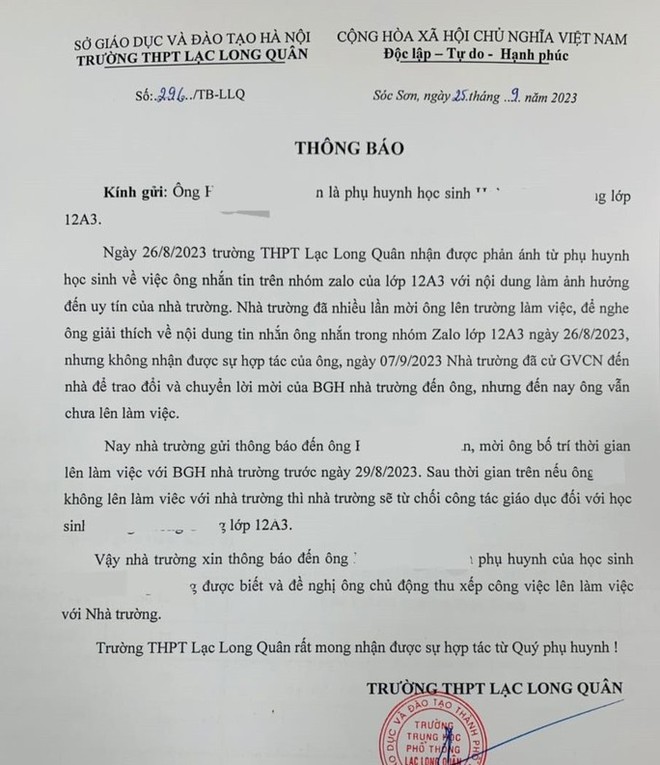 Vụ bố phản ánh về thu chi, con bị nhà trường từ chối giáo dục: Hiệu trưởng và phụ huynh nói gì? - Ảnh 1.