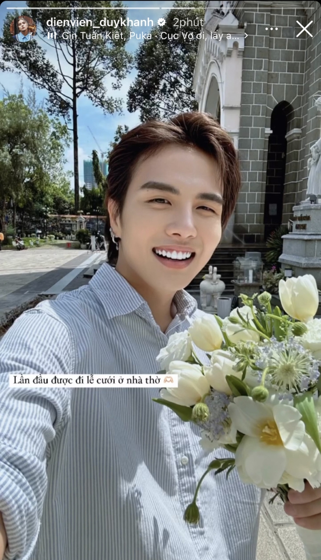 Puka v&agrave; Gin Tuấn Kiệt tổ chức đ&aacute;m cưới ở nh&agrave; thờ v&agrave;o s&aacute;ng nay: C&ocirc; d&acirc;u su&yacute;t rơi nhẫn, h&eacute; lộ sao nữ Vbiz bắt được hoa - Ảnh 6.