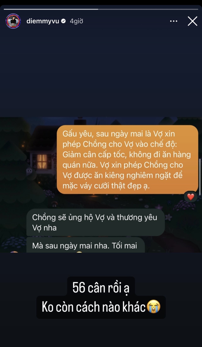 Diễm My 9x chia sẻ đoạn tin nhắn với chồng: Lộ cách gọi đặc biệt, xin phép làm 1 việc cho hôn lễ - Ảnh 2.