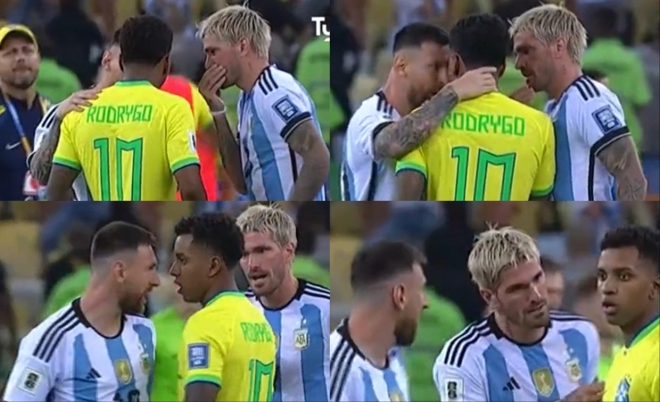 Bị cầu thủ đáng tuổi cháu chê hèn nhát, Messi tức giận dùng tay nắm cổ đối phương và đáp trả cực gắt - Ảnh 1.