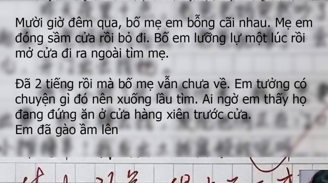 Cậu b&eacute; tiểu học viết văn kể chuyện bố mẹ c&atilde;i nhau: Tưởng chuyện buồn, ai ngờ l&agrave; vở h&agrave;i kịch khiến gi&aacute;o vi&ecirc;n cười vỡ bụng! - Ảnh 1.