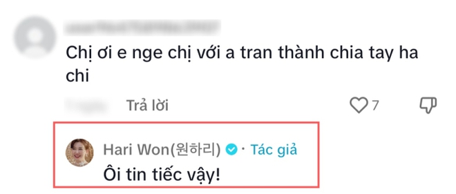 Lại vướng tin đồn đã chia tay Trấn Thành, Hari Won lên tiếng nói vỏn vẹn 4 chữ - Ảnh 2.