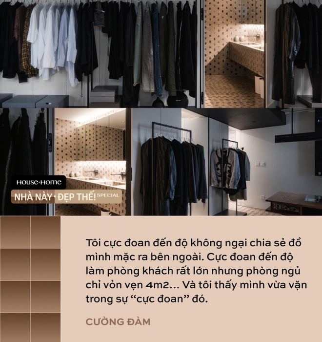 NTK Cường Đàm biến căn hộ 110m2 thành store thời trang: Cực đoan đến mức dành 70% diện tích cho phòng khách, phòng ngủ chỉ vỏn vẹn 4m2 - Ảnh 7.