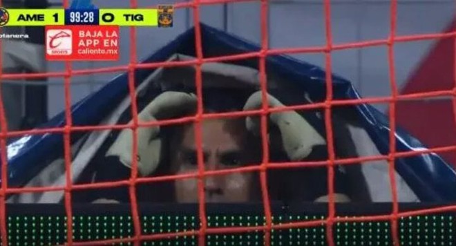 Bị đuổi khỏi s&acirc;n, thủ m&ocirc;n ảo thuật gia ngụy trang xem đội nh&agrave; thua trận - Ảnh 1.