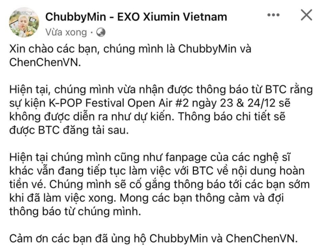 Thêm Tóc Tiên và nhóm Hàn báo huỷ show, BTC xác nhận concert Giáng sinh Mỹ Đình sẽ không diễn ra và hứa hoàn tiền vé cho fan? - Ảnh 4.