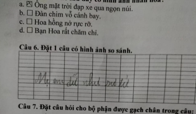 Sang chấn với b&agrave;i tập tiếng Việt của học sinh lớp 3: Ch&uacute; g&agrave; trống ng&aacute;y to như con lợn, nhưng đến đoạn tả c&acirc;y đ&agrave;o mới cười n&aacute; thở - Ảnh 2.
