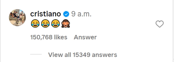 Phản ứng g&acirc;y sốt của Ronaldo trong b&agrave;i đăng Messi tụt hạng, lập tức nhận về 150 ngh&igrave;n lượt thả tim - Ảnh 2.