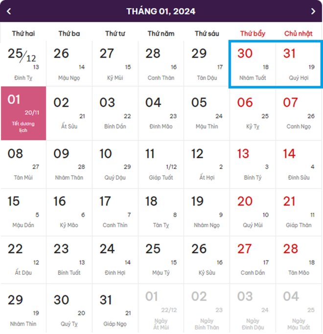 Lịch nghỉ Tết Dương lịch 2024 và chi tiết các ngày lễ khác trong năm - Ảnh 1.