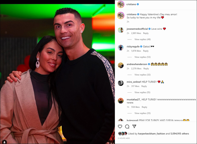 Ronaldo nhắn nhủ g&igrave; đến bạn g&aacute;i Georgina nh&acirc;n ng&agrave;y Valentine? - Ảnh 1.