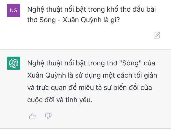 Nhờ ChatGPT trổ tài phân tích bài thơ Sóng và loạt tác phẩm văn học đình đám: Liệu đã đủ tầm để thay thế giáo viên? - Ảnh 3.