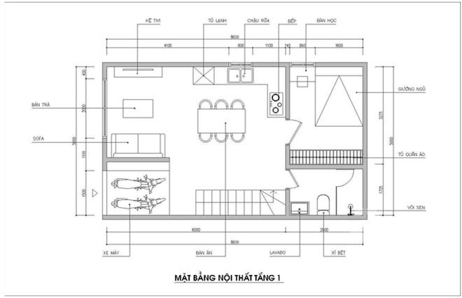 Thiết kế nhà ống 43m² cho gia đình 5 người - Ảnh 1.